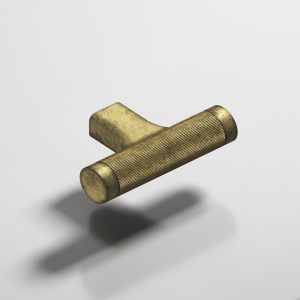 Colonial Bronze 1340 Micro Coined T Pull in Distressed Antique Satin Brass (D5)